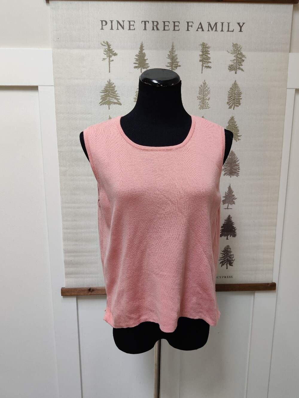 Lord & Taylor Vintage Pink Sleeveless Knit Shell Top Size Large